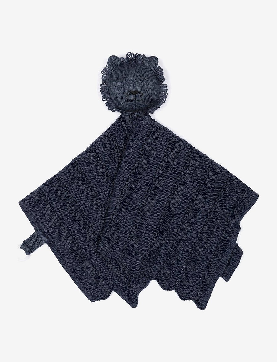 Smallstuff - Cuddle cloth, fishbone, Dark denim lion - couvertures câlins - dark denim - 0
