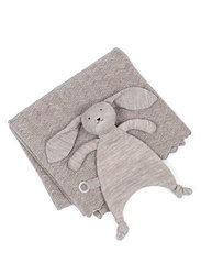 Smallstuff - Cudling cloth, fishbone merion WOOL, nature rabbit - minkštosios antklodės - nature - 1