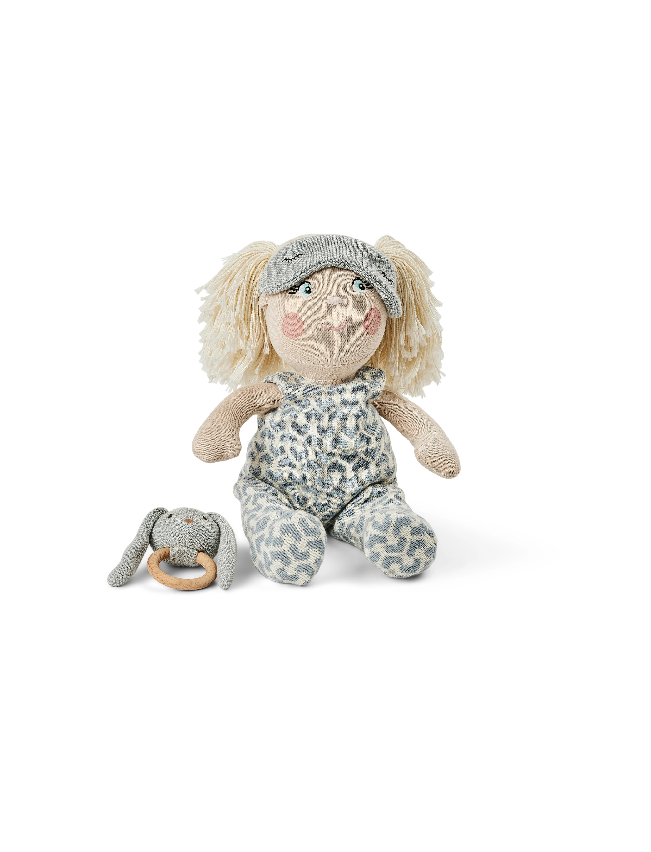 Smallstuff - Doll clothing, jumpsuit w. sleeping mask and rattle - blue - 1