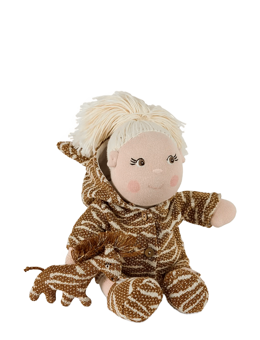 Smallstuff - Doll clothing, fairy with shoes and wings - puppenbekleidung - brown/ gold - 2
