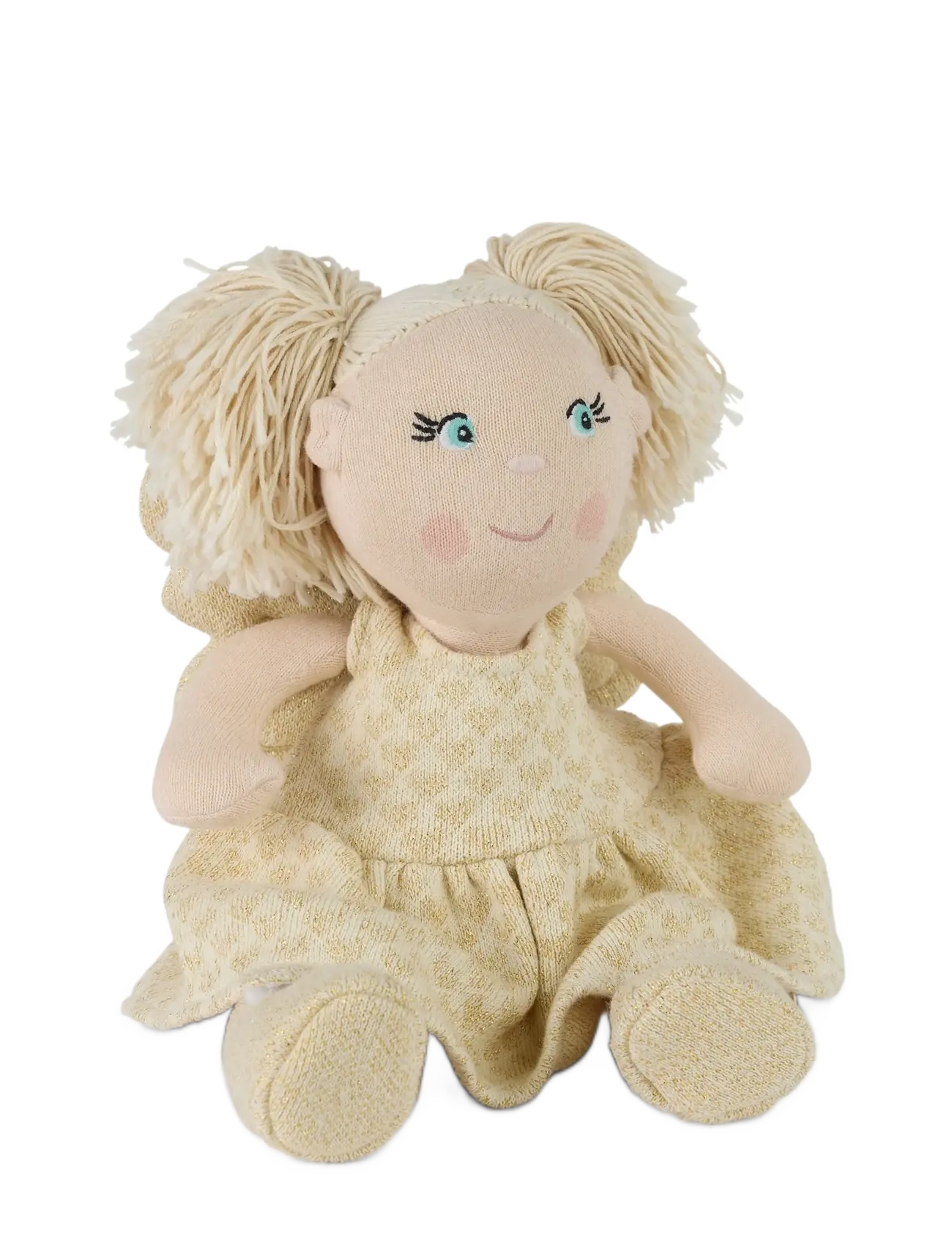 Smallstuff - Doll clothing, fairy with shoes and wings - puppenbekleidung - off. white/ gold - 1
