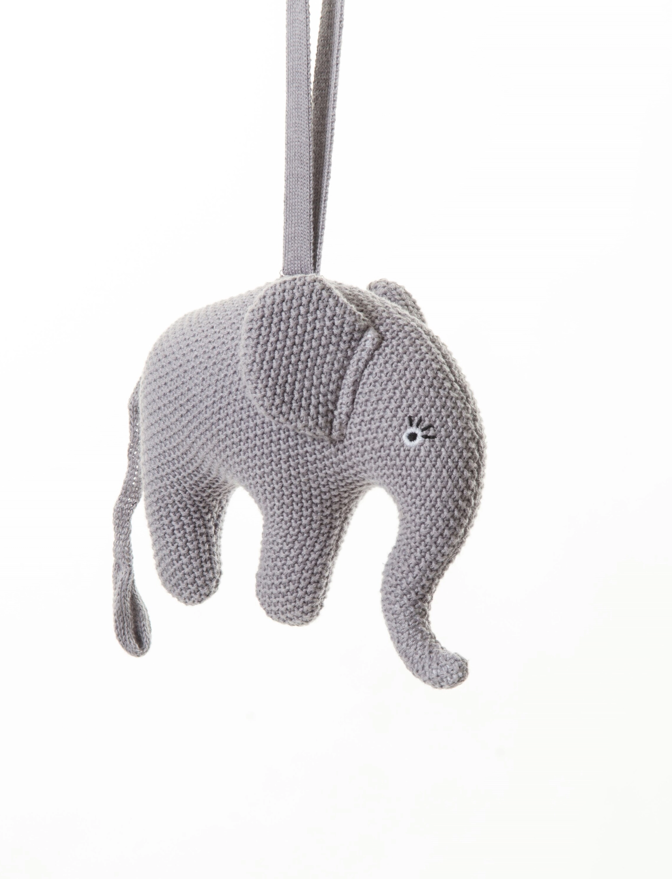 Smallstuff Music Mobile, Elephant Knitted, Blue Rose, Børn, Stuffed Dyr, Grå, Str: 18X 15X 6CM