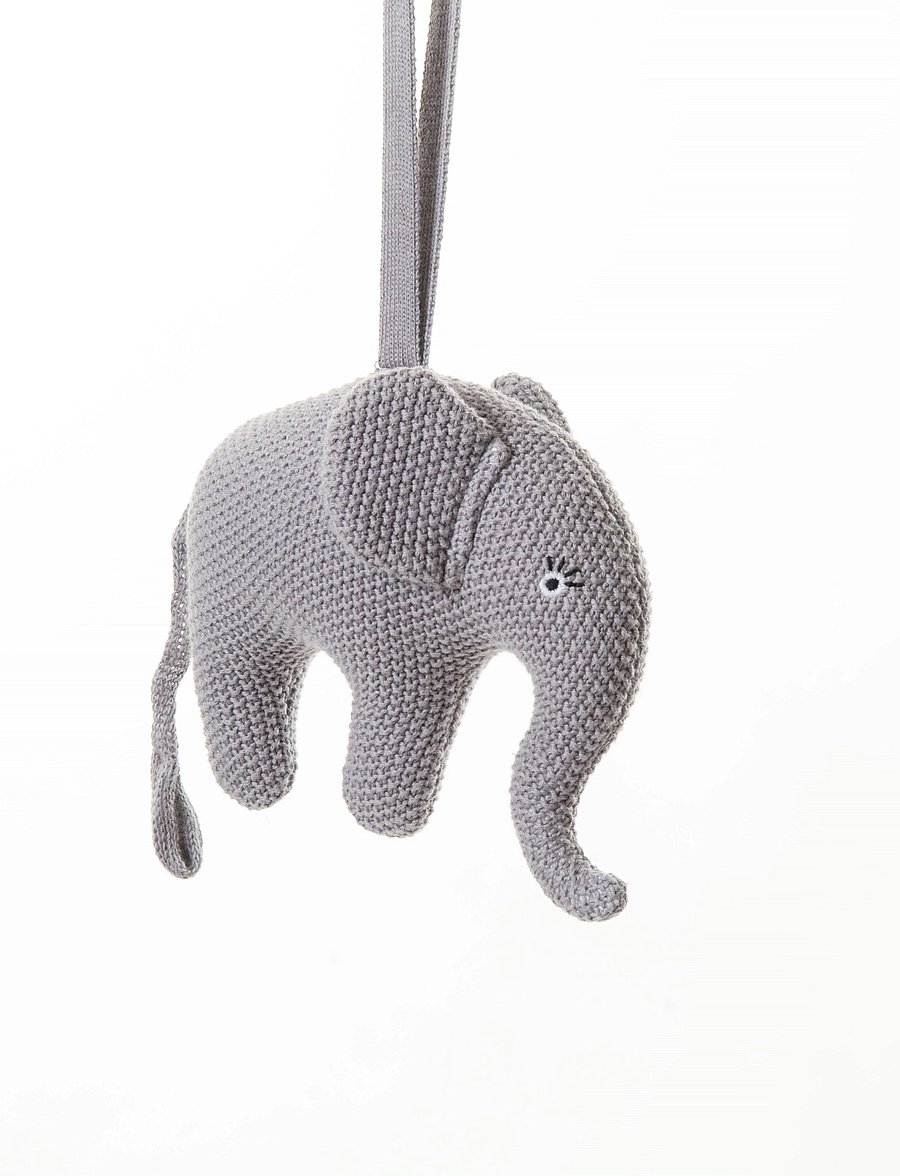 Smallstuff - Music mobile, Elephant knitted, blue rose - pehmed loomad - soft purple - 0