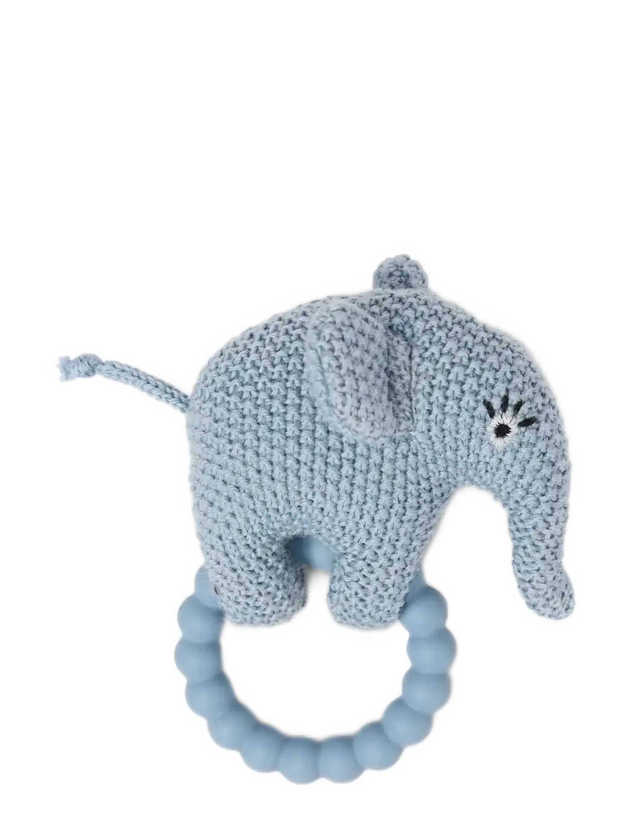 Smallstuff Rattle, elephant, merino wool, light blue - Zabawki dla niemowląt - BLUE / blue