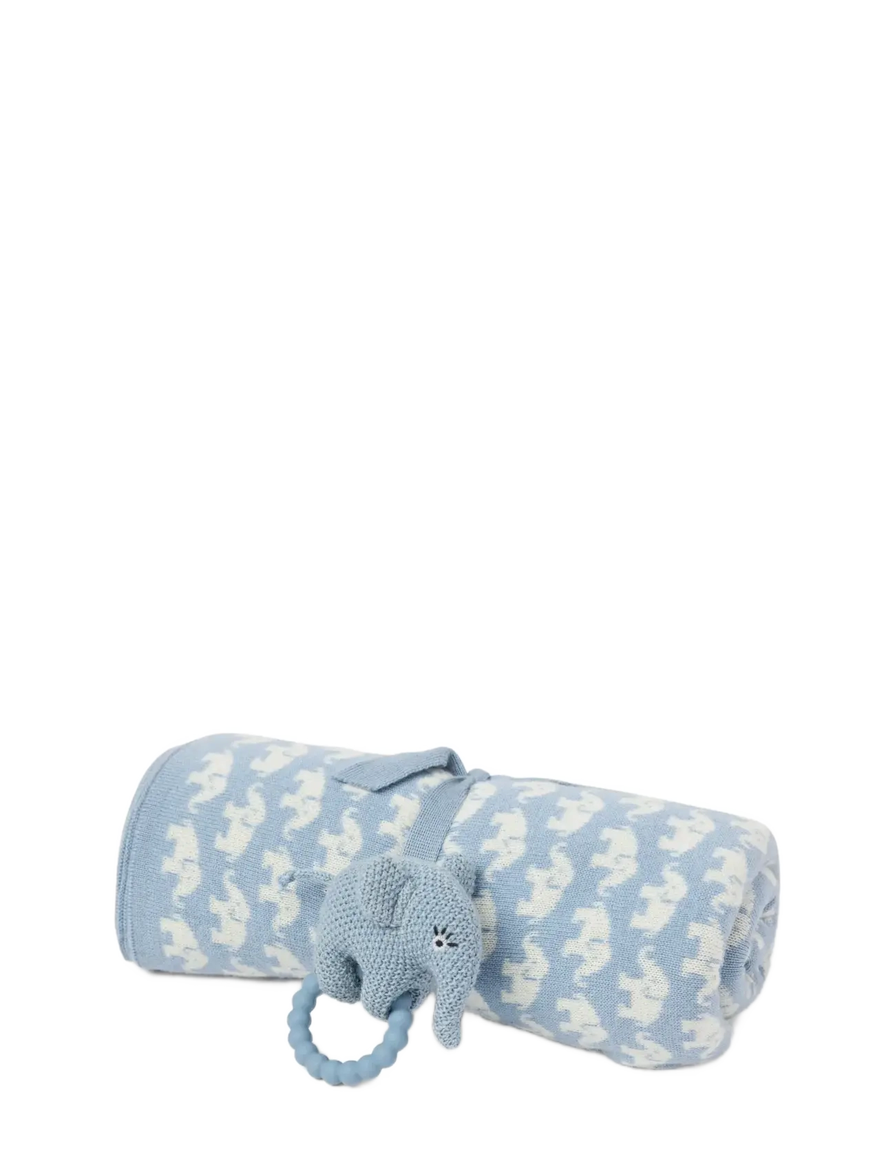 Smallstuff - Rattle, elephant, merino wool, powder - rattles - blue - 2