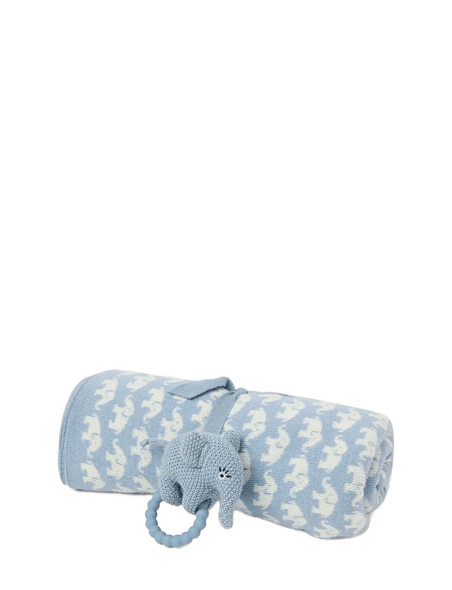 Smallstuff - Rattle, elephant, merino wool, powder - rasseln - blue - 2