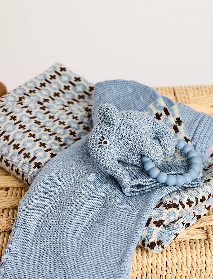 Smallstuff - Rattle, elephant, merino wool, powder - rasseln - blue - 4