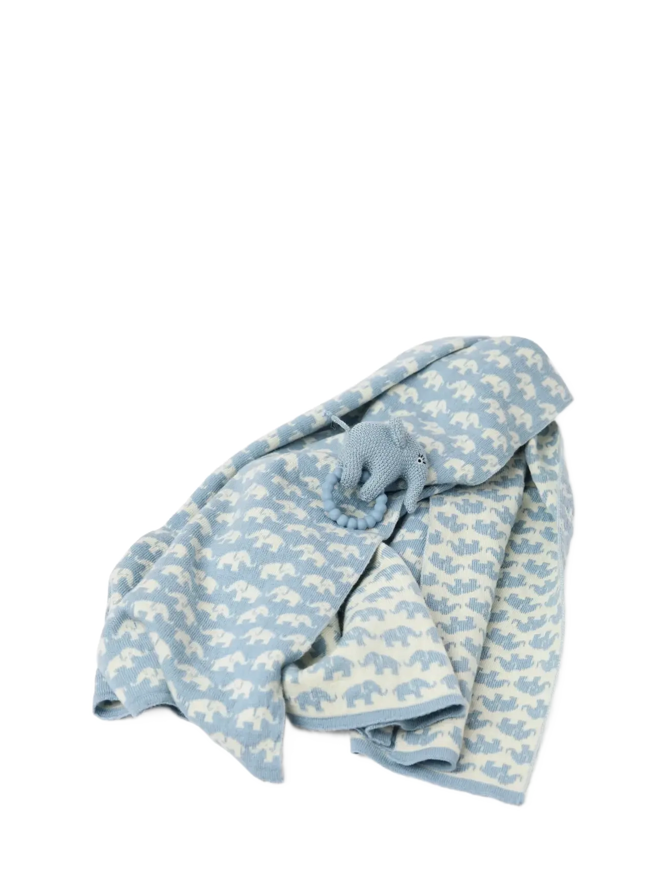 Smallstuff - Rattle, elephant, merino wool, powder - rattles - blue - 3