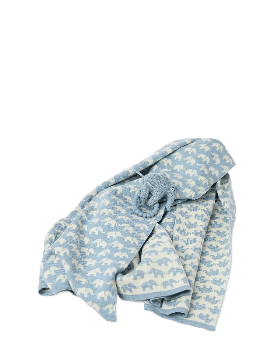Smallstuff - Rattle, elephant, merino wool, powder - rasseln - blue - 3