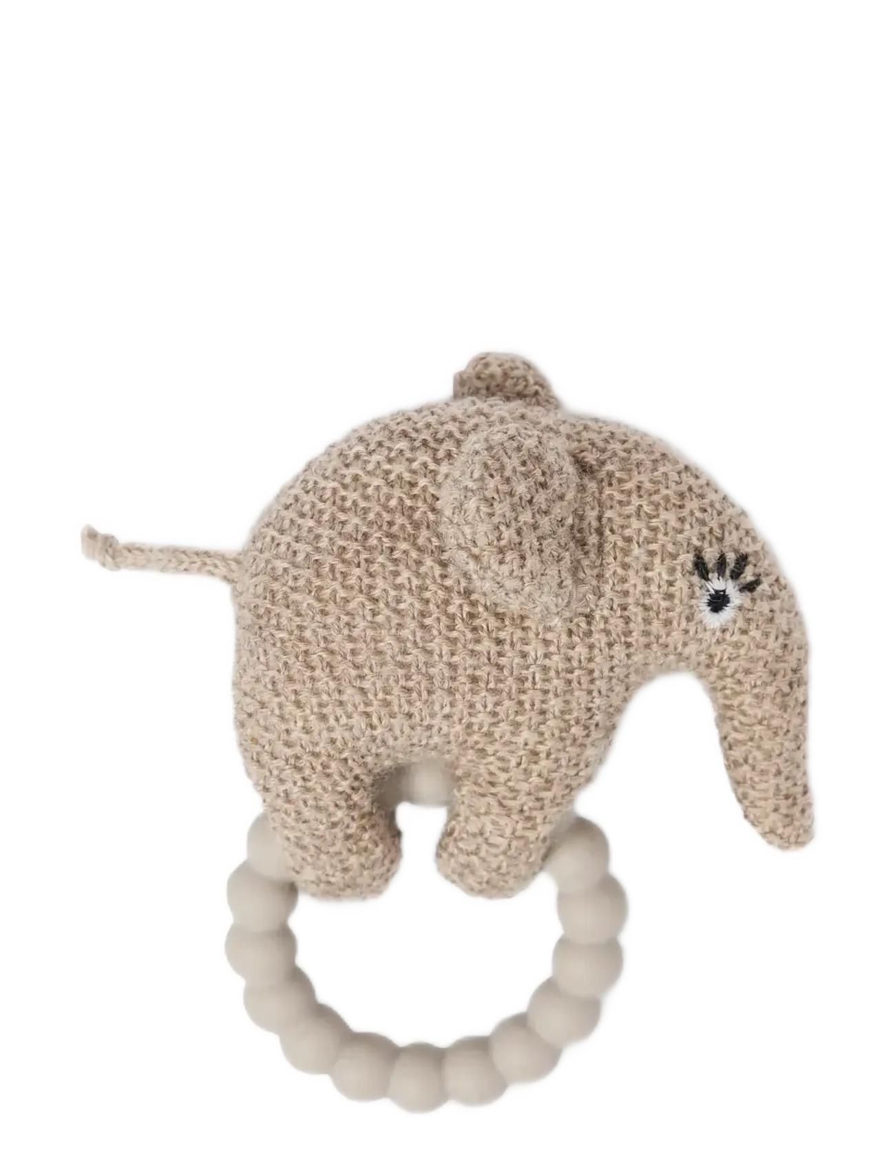 Smallstuff Rattle, elephant, merino wool, light blue - Zabawki dla niemowląt - NATURE / beige