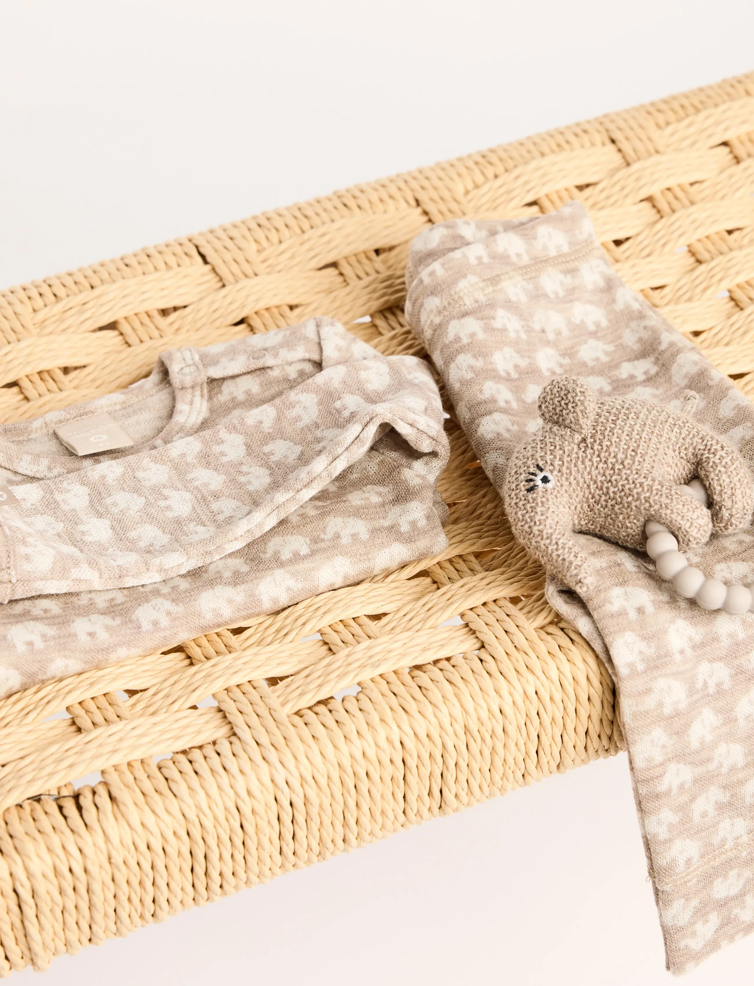 Smallstuff Rattle, Elephant, Merino Wool, Powder, One Size, Baby Spielzeug, Beige - Rattles, Kinder