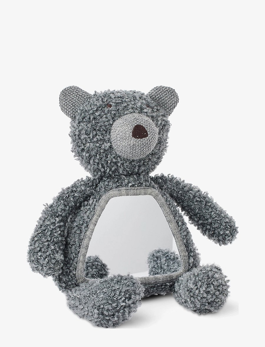 Smallstuff - Activity bear w. mirror, wool bouclé, grey - interaktiivsed mänguasjad - grey - 1
