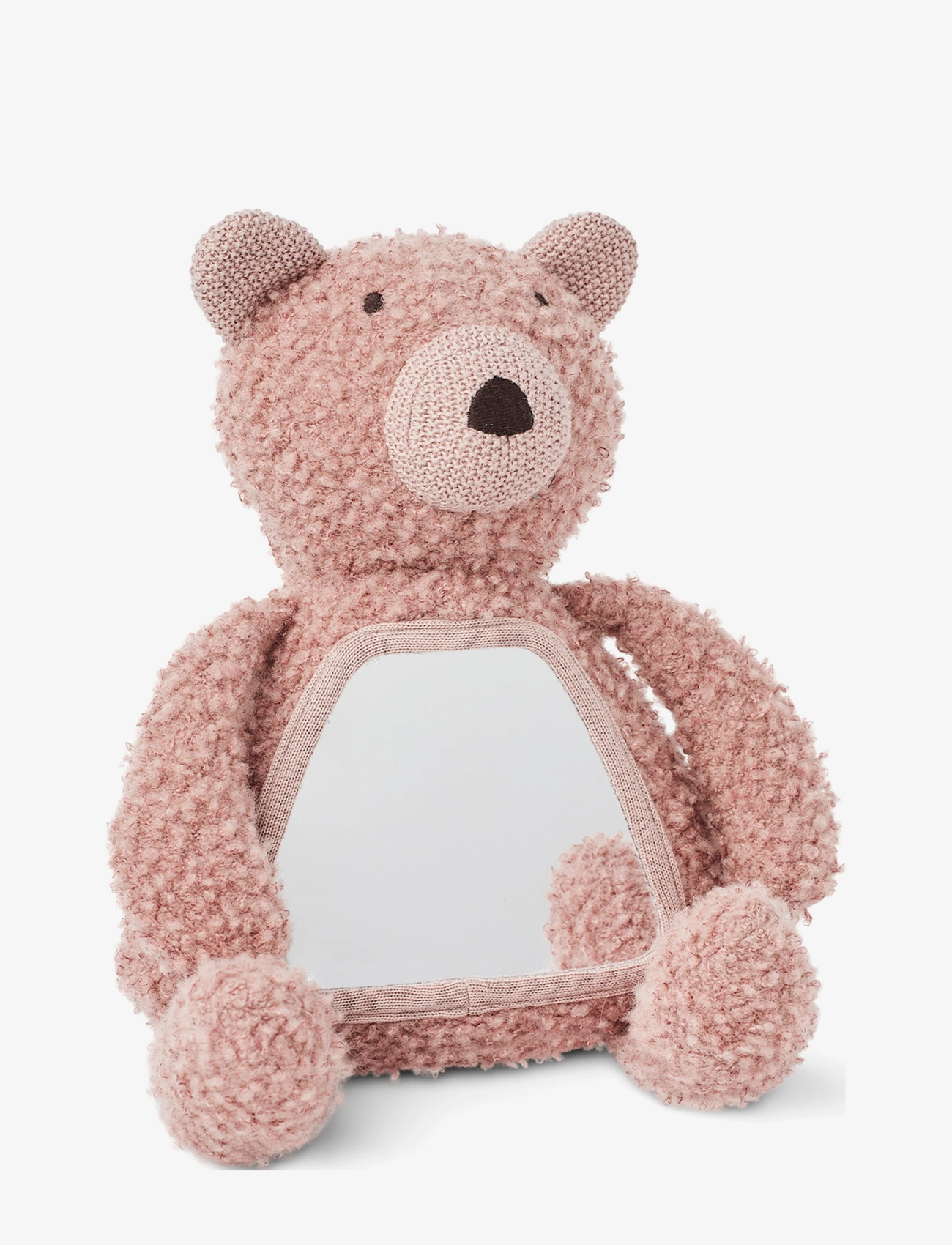Smallstuff Activity bear w. mirror, wool bouclé, rose - Babyleksaker - ROSE / pink/rose