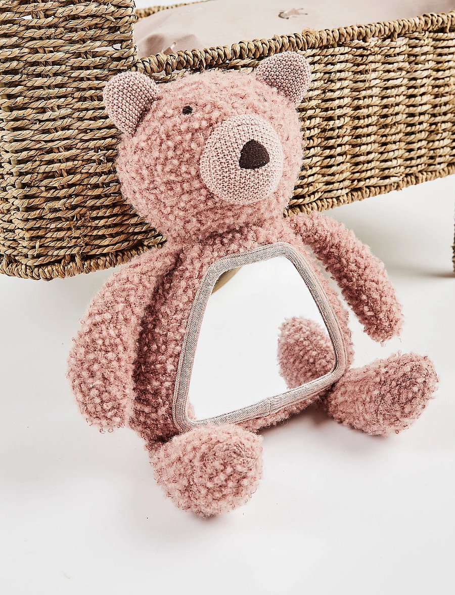 Smallstuff - Activity bear w. mirror, wool bouclé, rose - interaktiivsed mänguasjad - rose - 0
