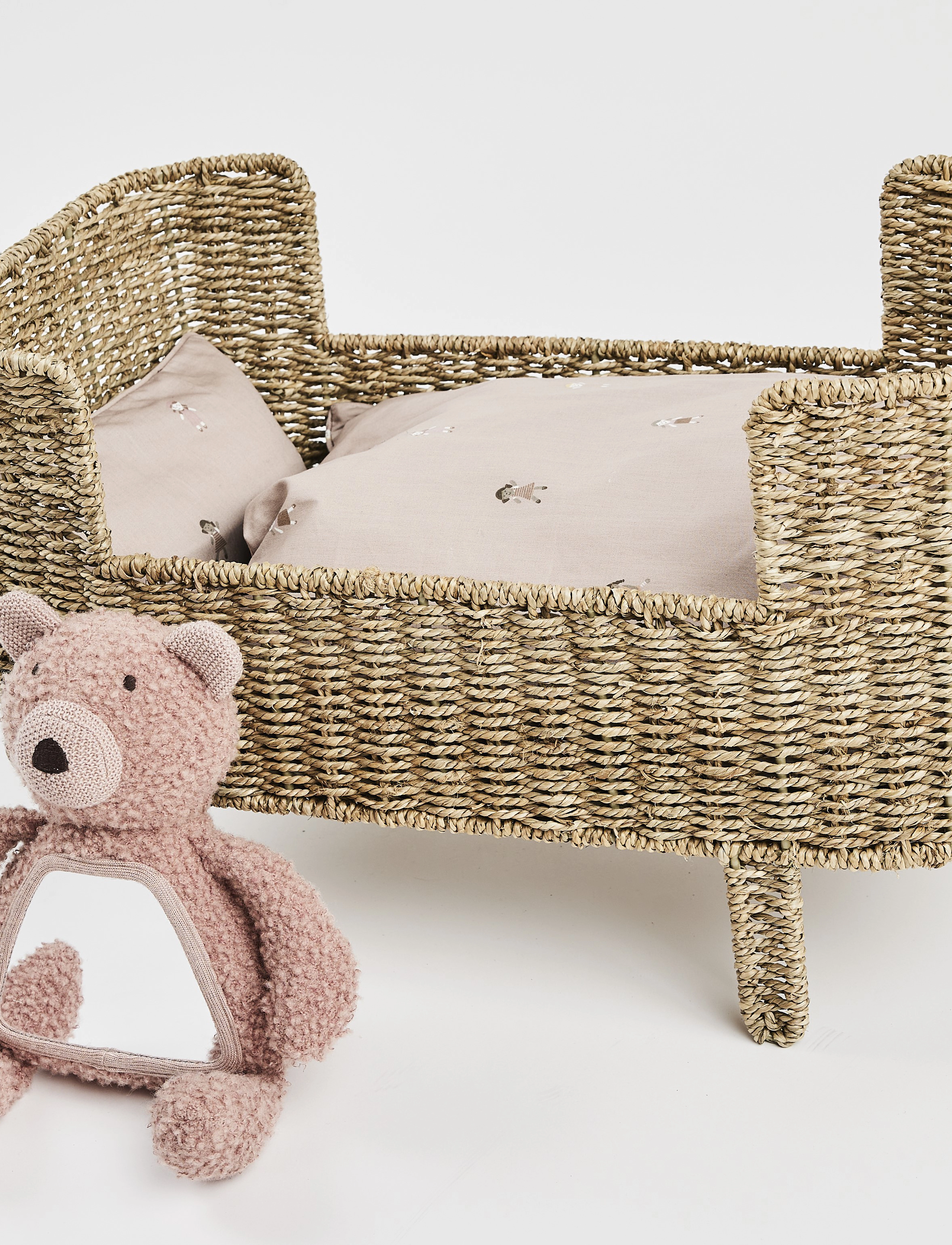 Smallstuff - Activity bear w. mirror, wool bouclé, rose - interaktivt legetøj - rose - 2