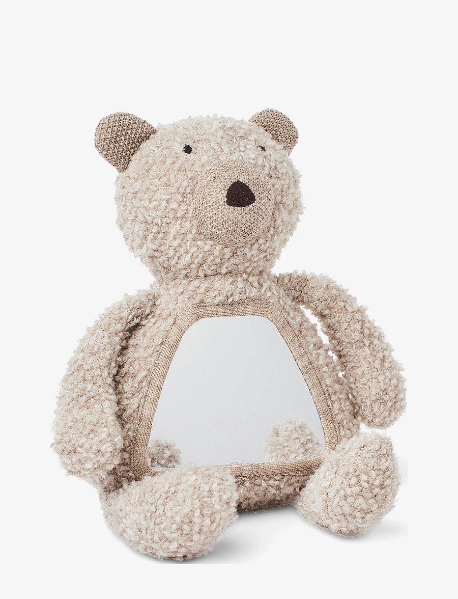 Smallstuff - Activity bear w. mirror, wool bouclé, nature - interaktyvūs žaislai - nature - 1