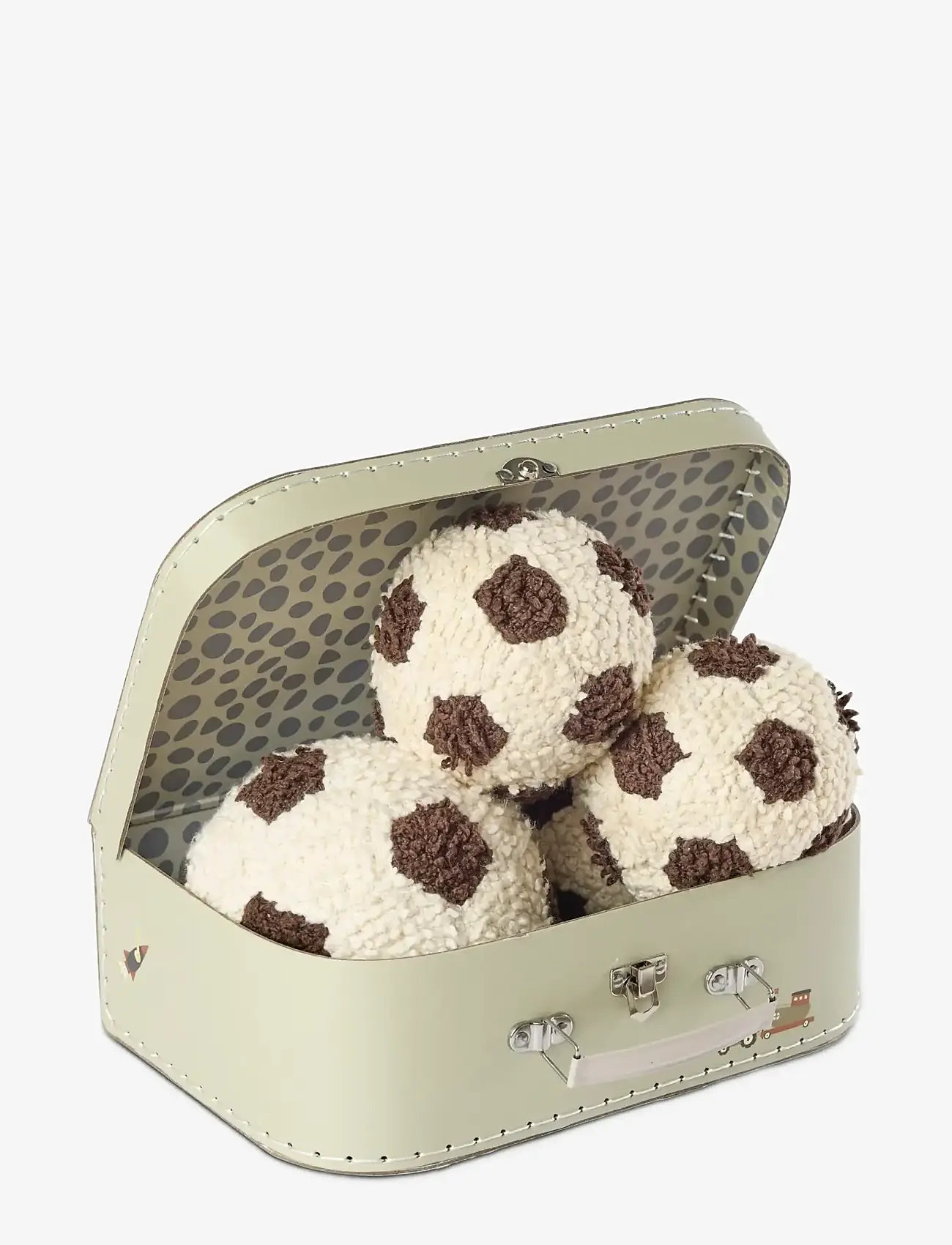 Smallstuff - Knitted football, bouclé - plīša rotaļlietas - off. white/ brown - 1
