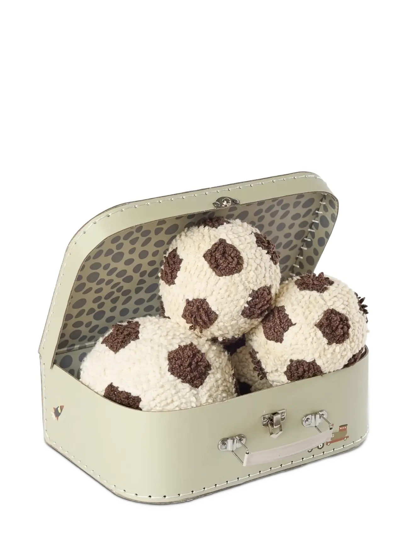 Smallstuff - Knitted football, bouclé - mjuka leksaker - off. white/ brown - 1