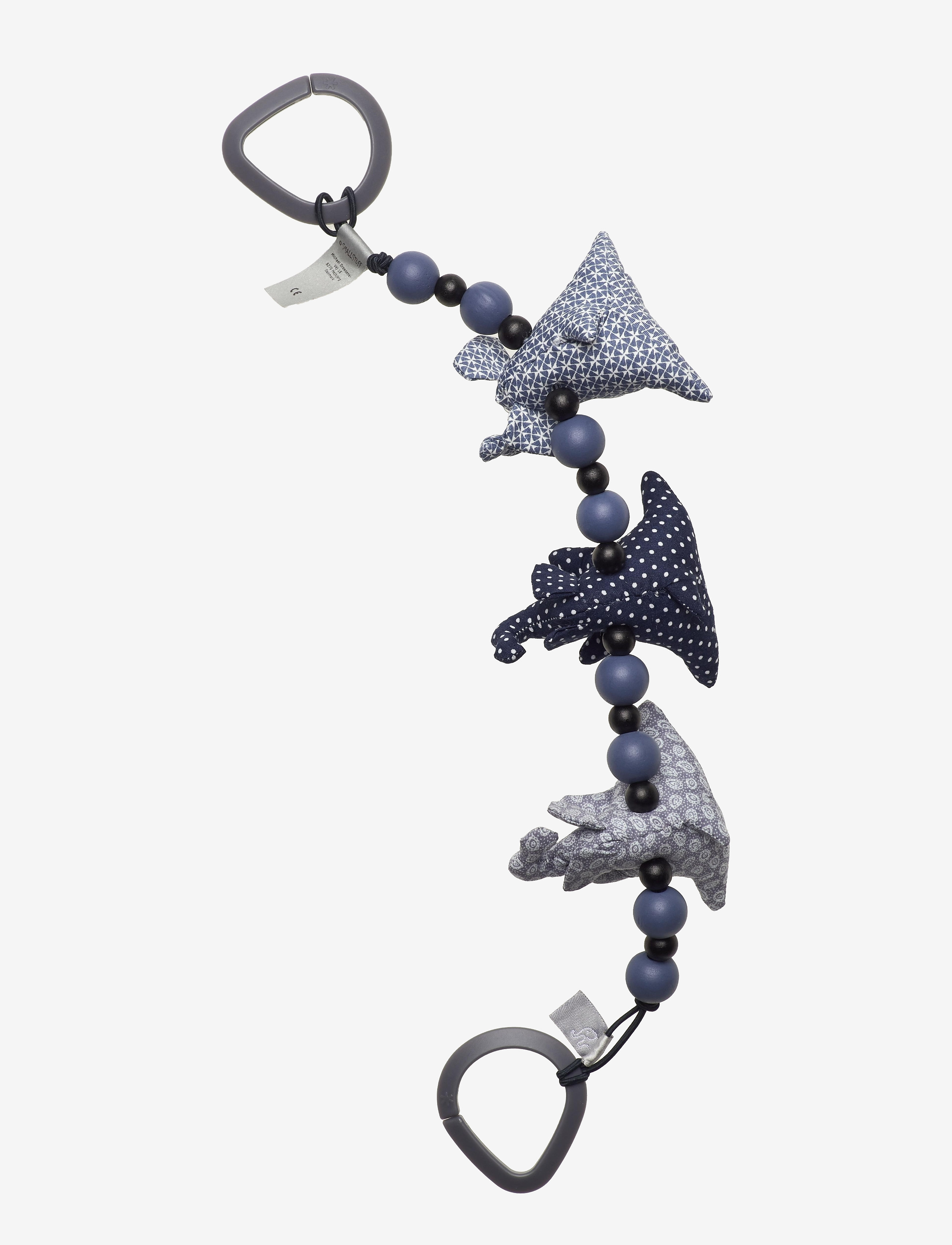 Smallstuff Strollerchain, Fabric Elephants, Blue/ Dark Blue, 25X 5X 2 cm, Silver, Strollers & Accessories > Stroller Legetøj, Børn