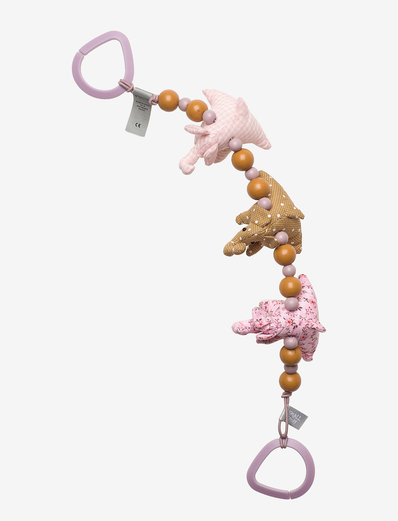 Smallstuff - Strollerchain, fabric elephants, Powder/hazel - powder/hazel - 0