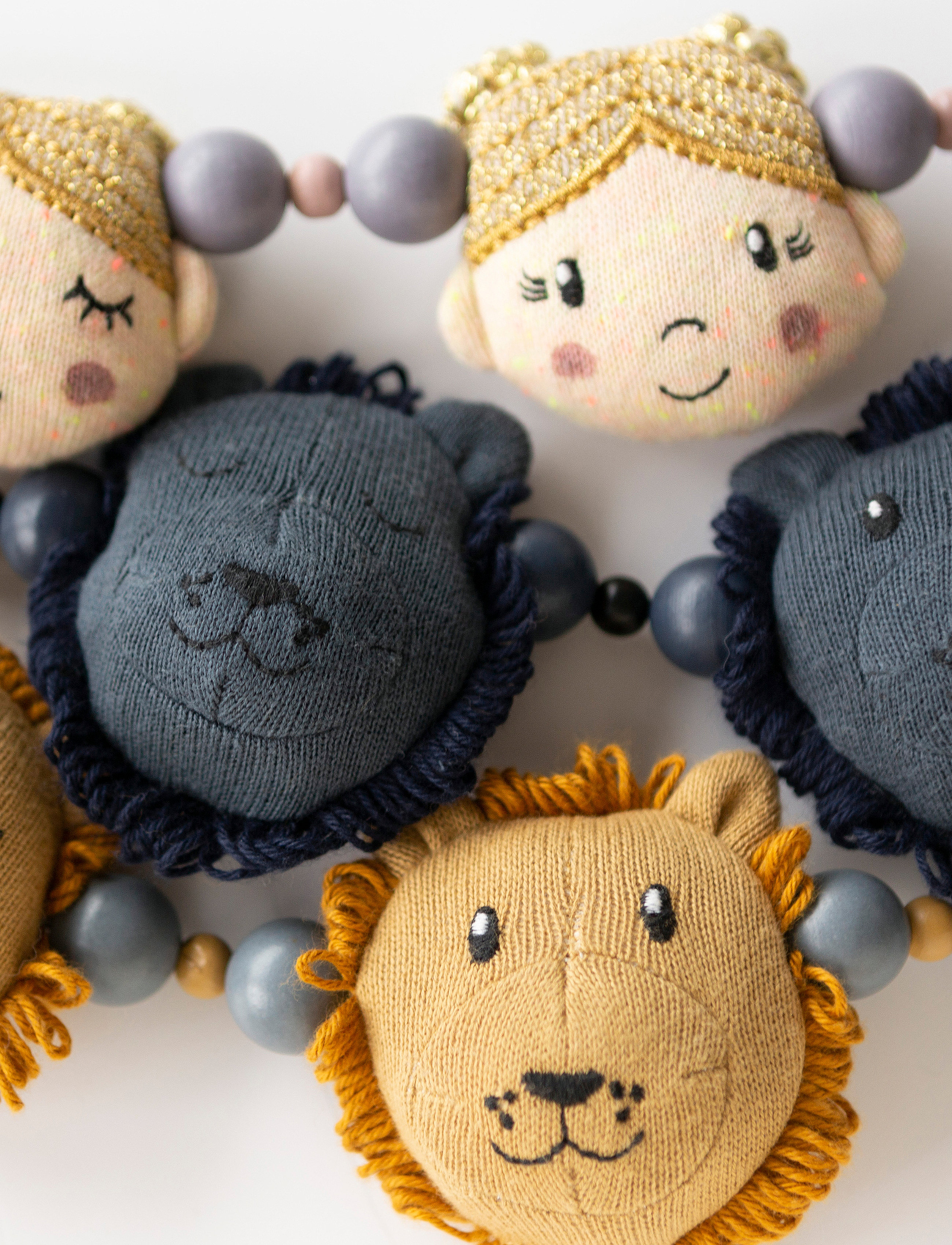Smallstuff Stroller Chain, Knittet, Navy Lion, 25X 5X 2 cm, Black, Strollers & Accessories > Stroller Legetøj, Børn