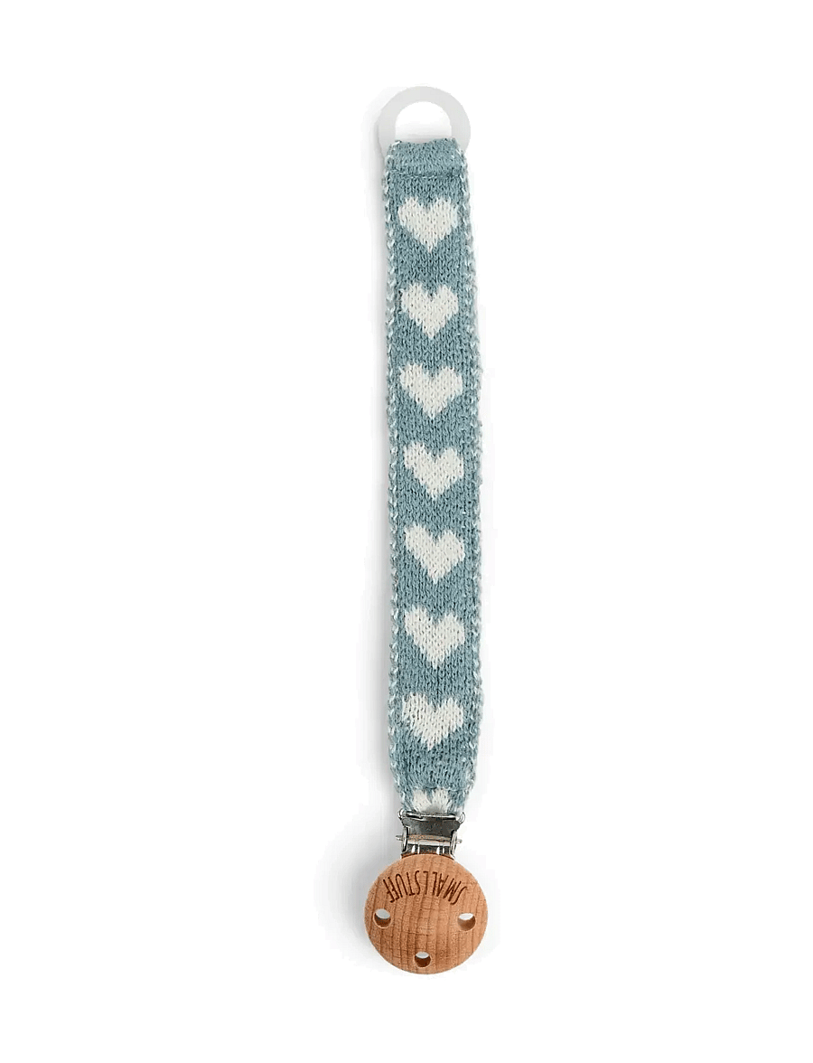 Smallstuff - Dummychain, cotton, brown hearts - schnullerband - blue - 1