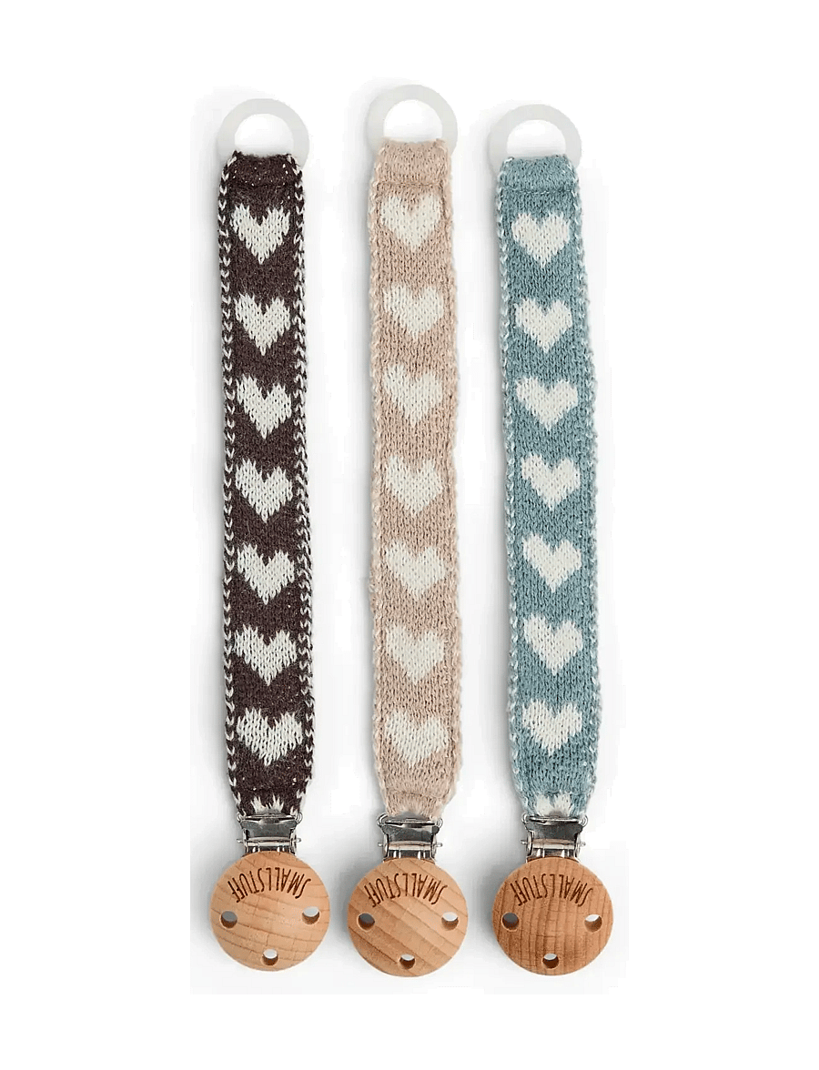 Smallstuff - Dummychain, cotton, brown hearts - schnullerband - blue - 2