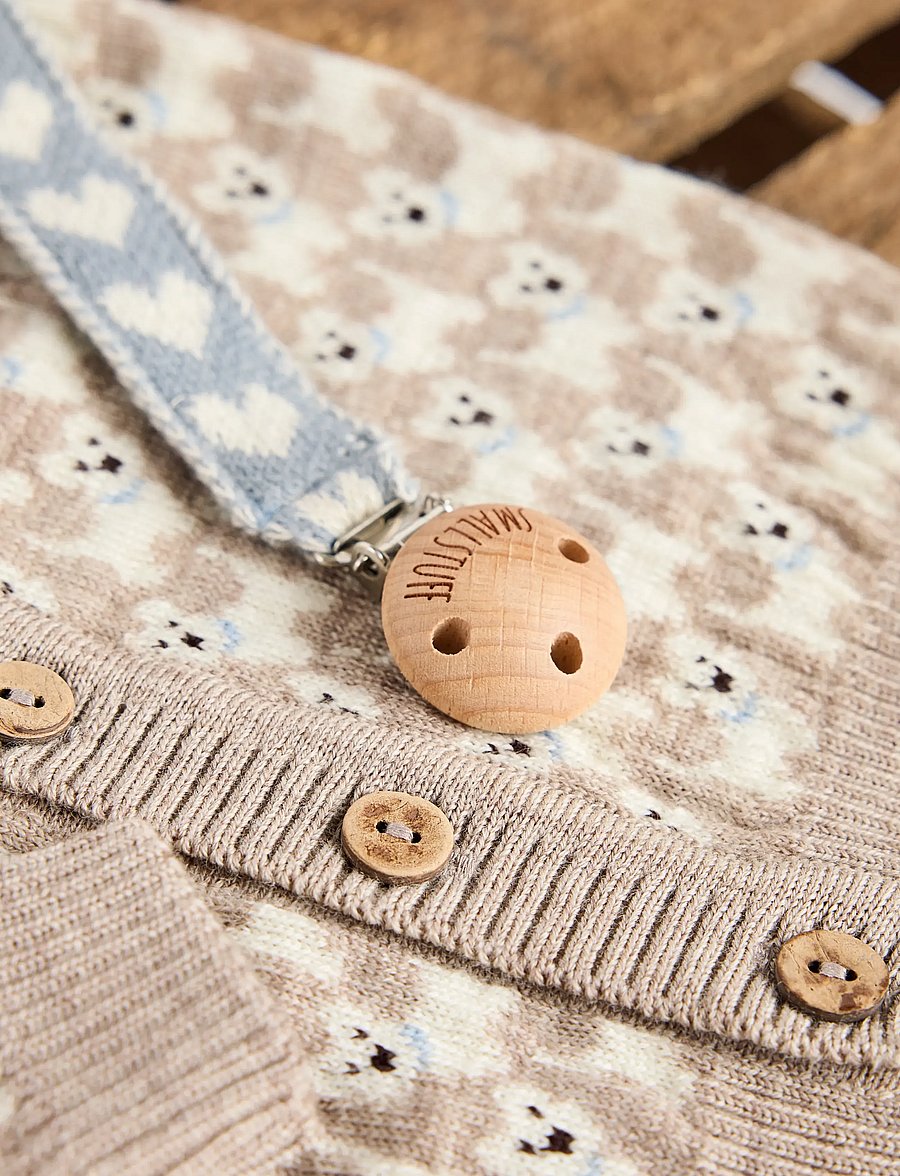 Smallstuff - Dummychain, cotton, brown hearts - schnullerband - blue - 0