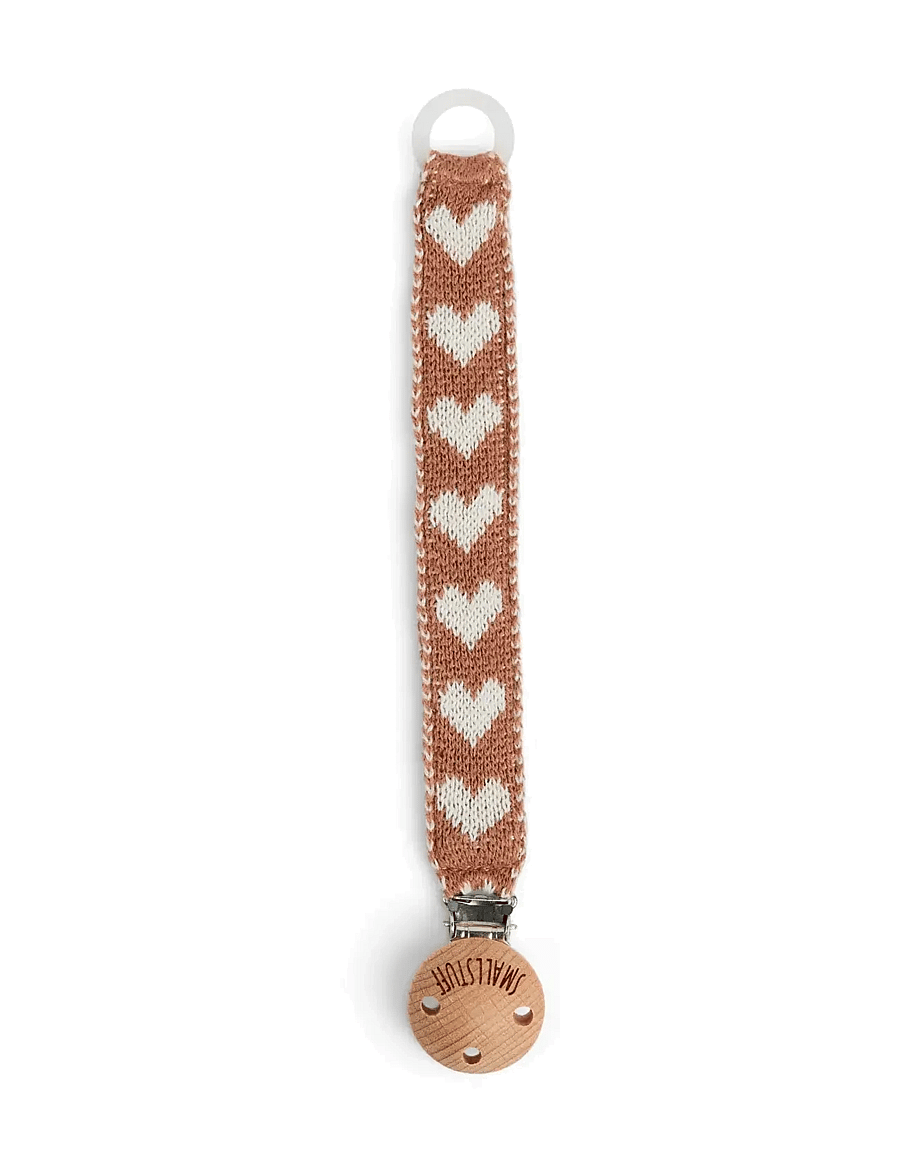 Smallstuff - Dummychain, cotton, brown hearts - schnullerband - brown sugar - 0
