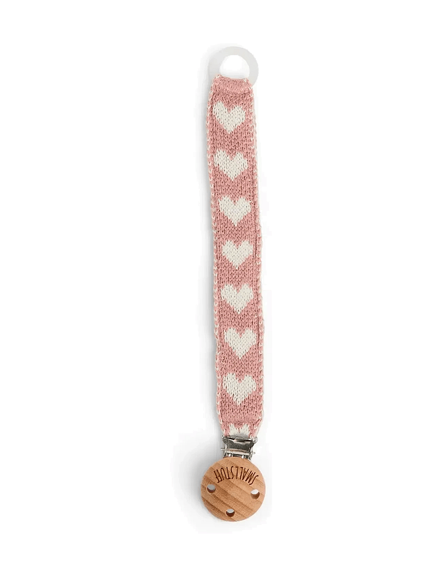 Smallstuff - Dummychain, cotton, brown hearts - schnullerband - powder - 0