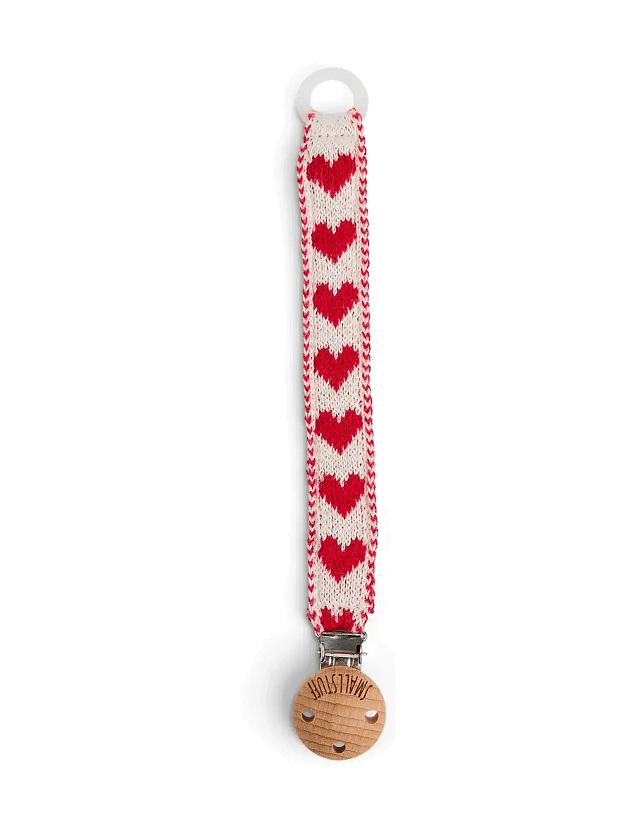 Smallstuff - Dummychain, cotton, light blue hearts - schnullerband - red - 0
