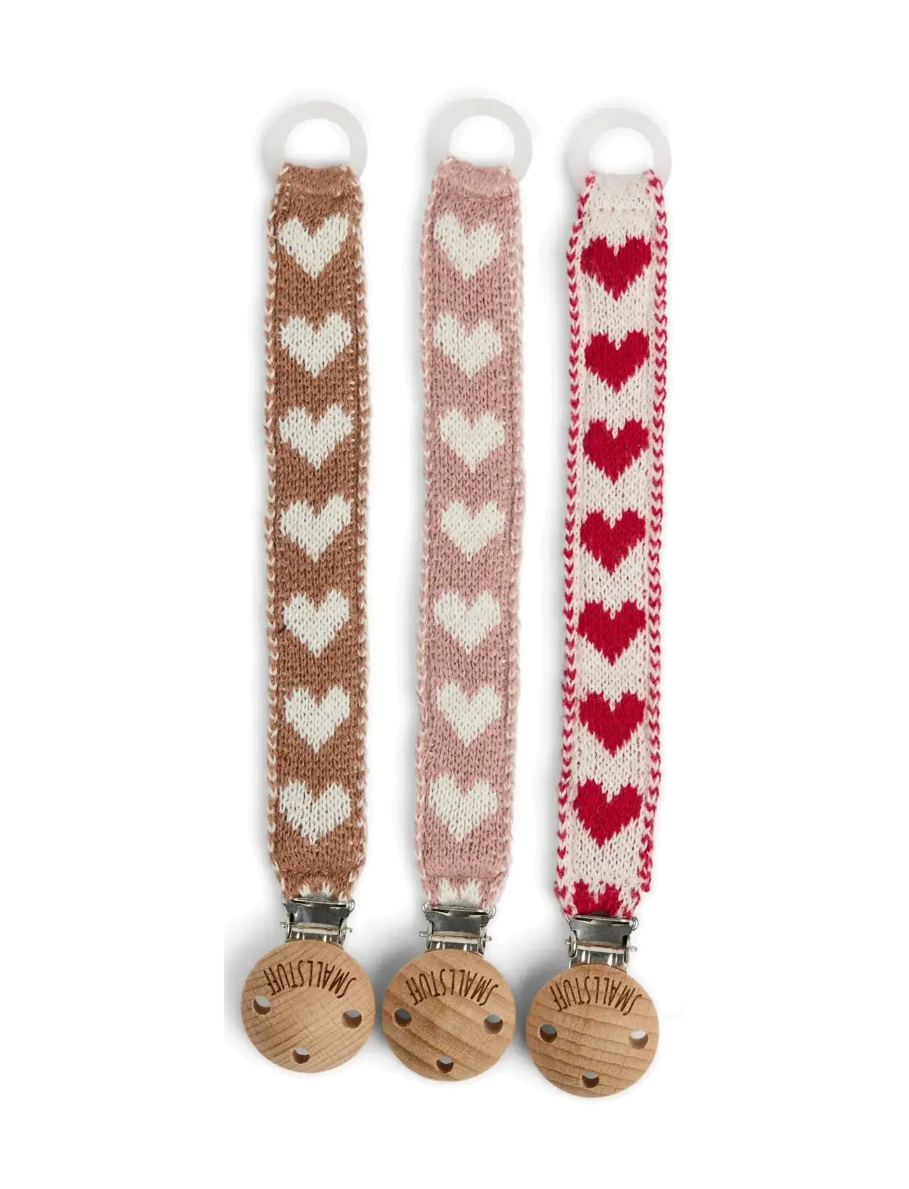 Smallstuff - Dummychain, cotton, light blue hearts - schnullerband - red - 1