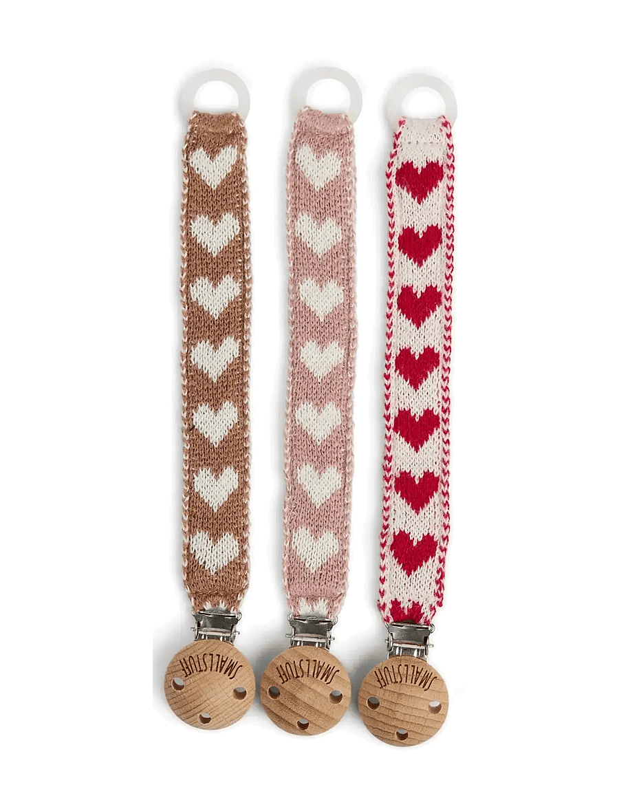 Smallstuff - Dummychain, cotton, light blue hearts - schnullerband - red - 1