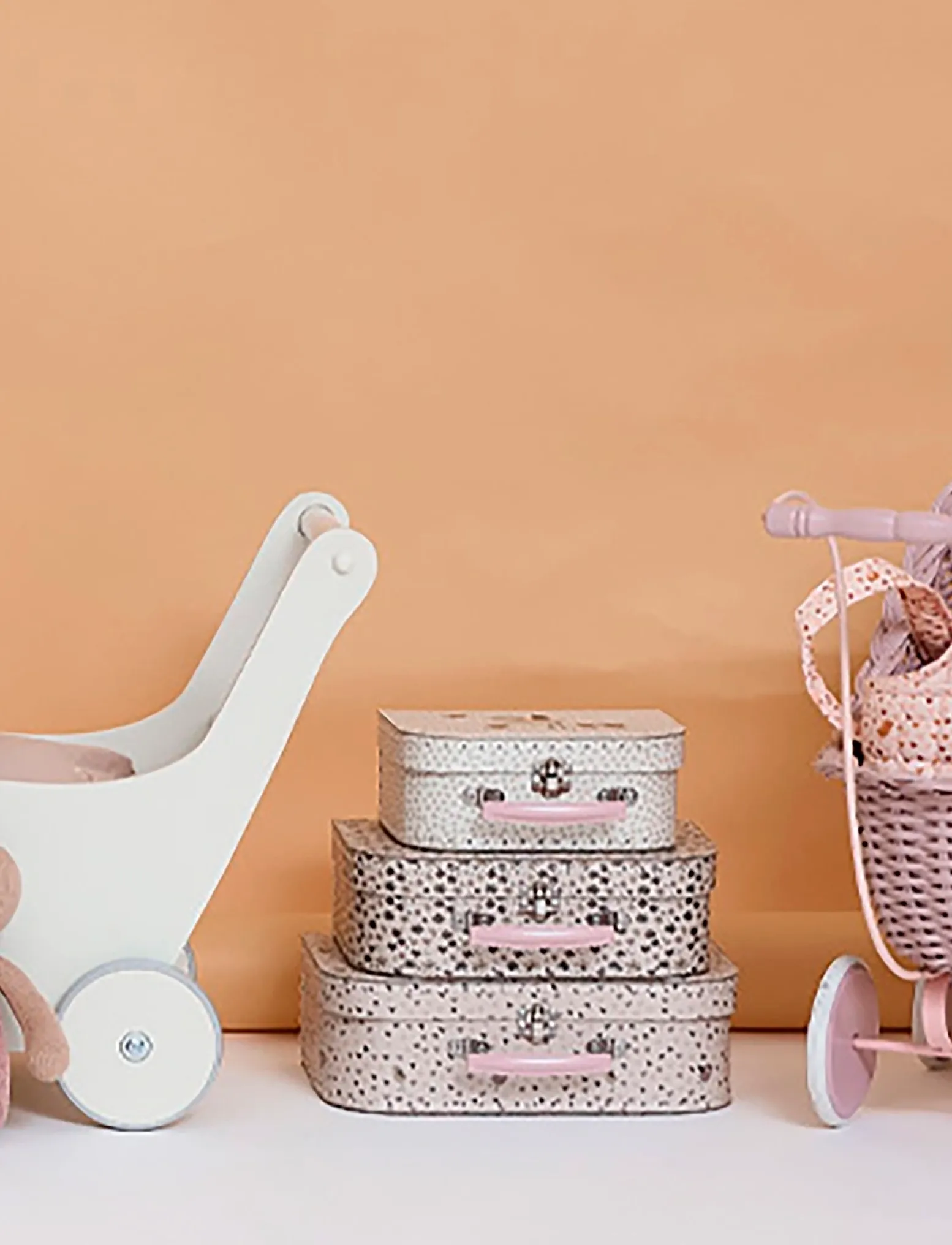 Smallstuff Pram, Soft Rose, One Size, Dolls & Accessories, Creme - Doll Trolleys, Kinder