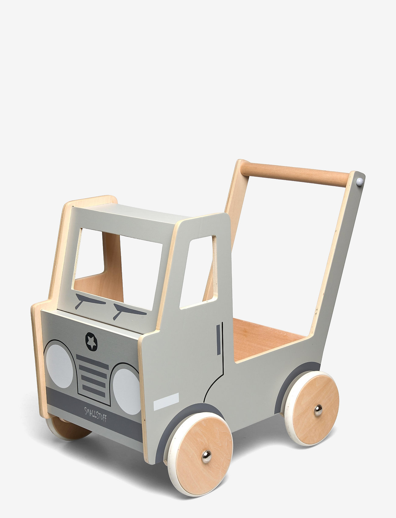 Smallstuff - Truck Walker, grey, wooden - taaperokärryt - grey - 0
