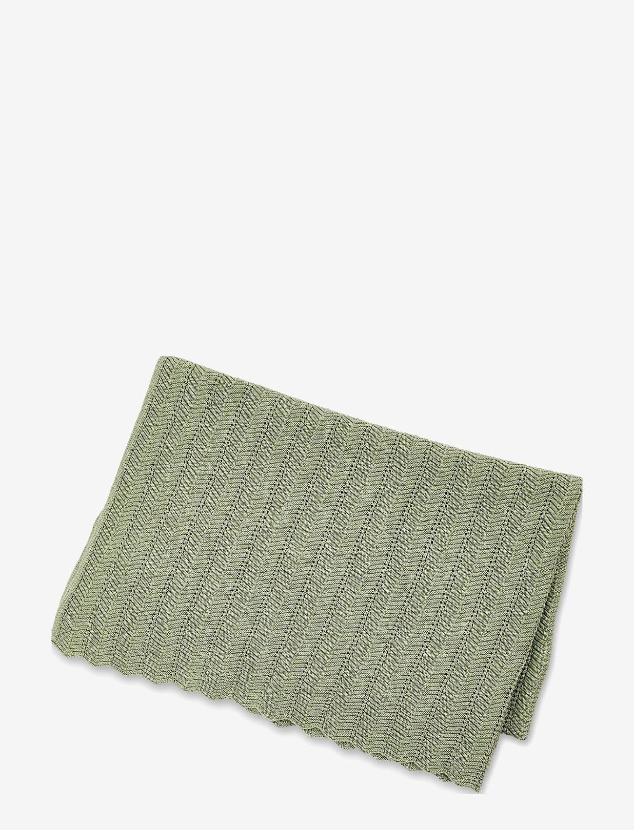 Smallstuff - Baby blanket, fish bone knit, soft green - green - 0