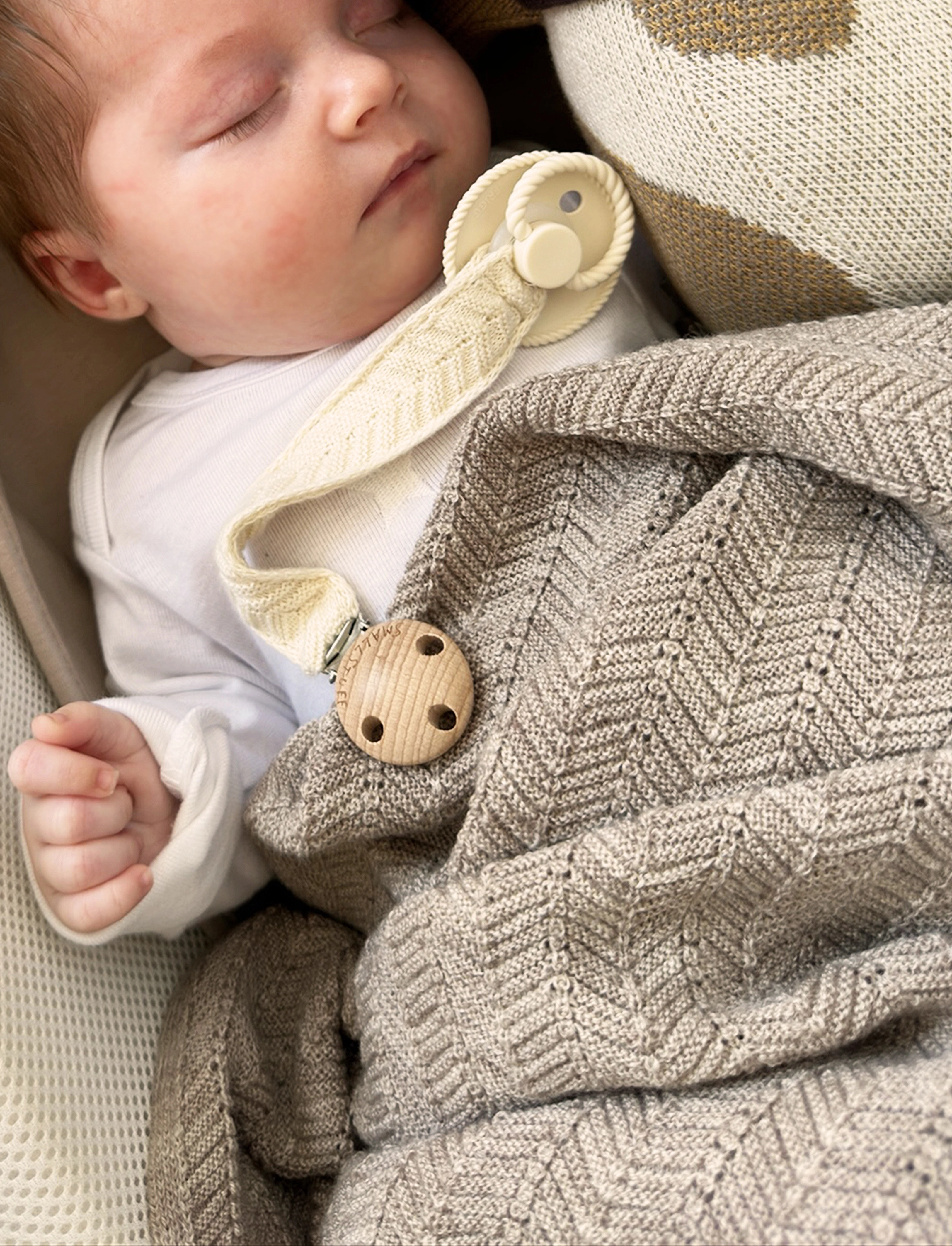 Smallstuff Baby Blanket, Fishbone Merino Wool, Nature, Børn, Fisben Baby Tæppe, Beige, Str: 100X90