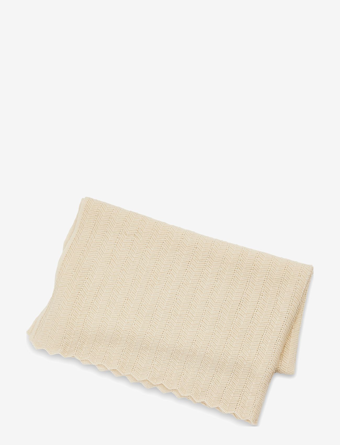 Smallstuff - Baby blanket, fish bone knit, off. White WOOL - babytæpper - white - 1