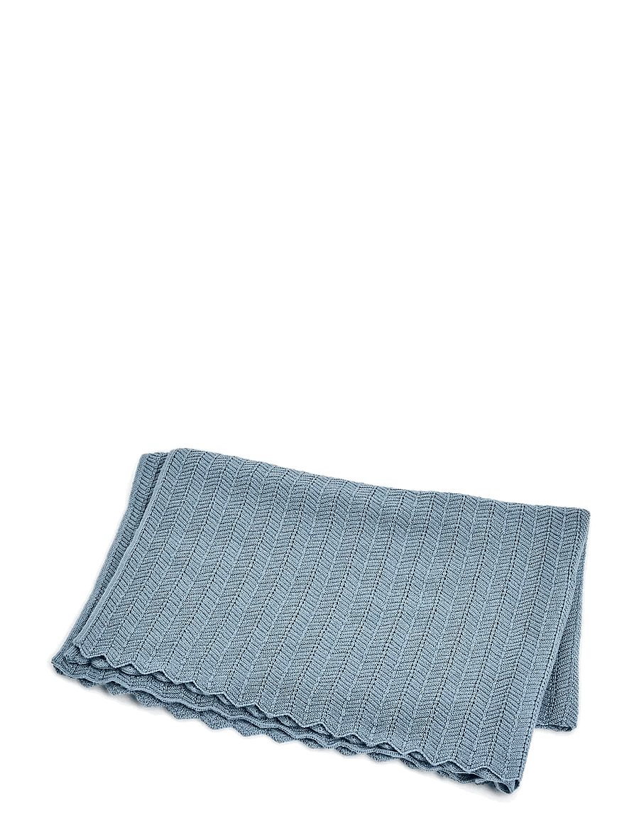 Smallstuff - Baby blanket, fishbone, merino wool, soft blue - beebitekid - blue - 2