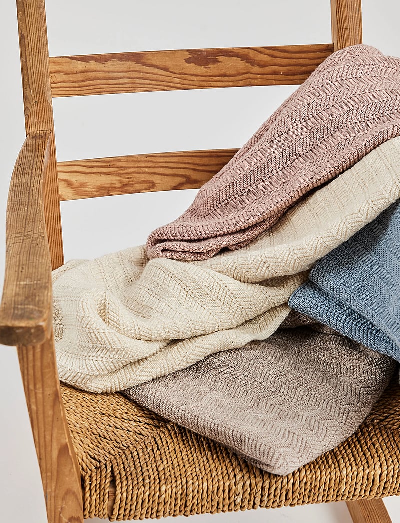 Smallstuff - Baby blanket, fishbone, merino wool, soft blue - kocyki dla niemowląt - blue - 0