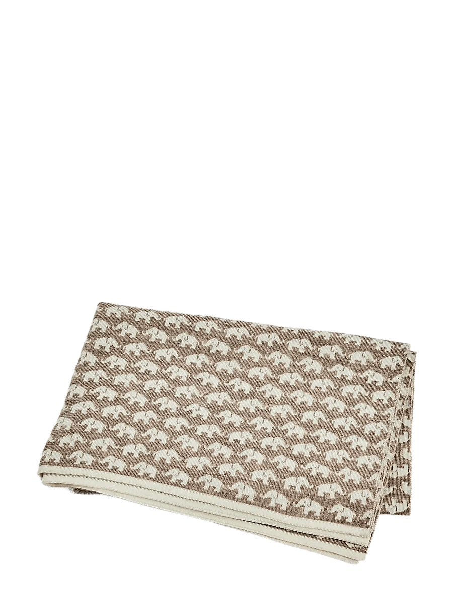Smallstuff - Baby blanket AO elephants, merino wool natur - babytepper - nature - 1