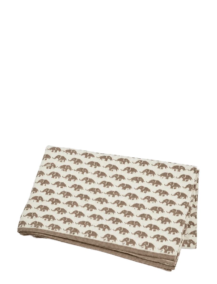 Smallstuff - Baby blanket AO elephants, merino wool natur - vauvan peitot - nature - 2