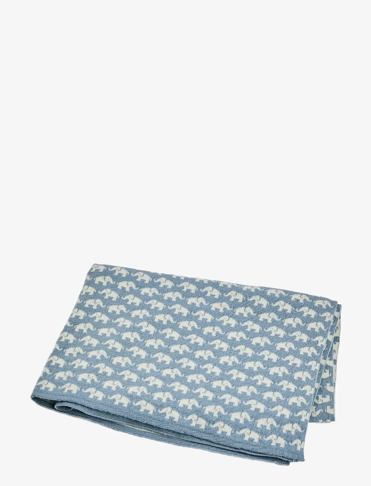 Smallstuff - Baby blanket AO elephants, merino wool, blue - baby blankets - blue - 1