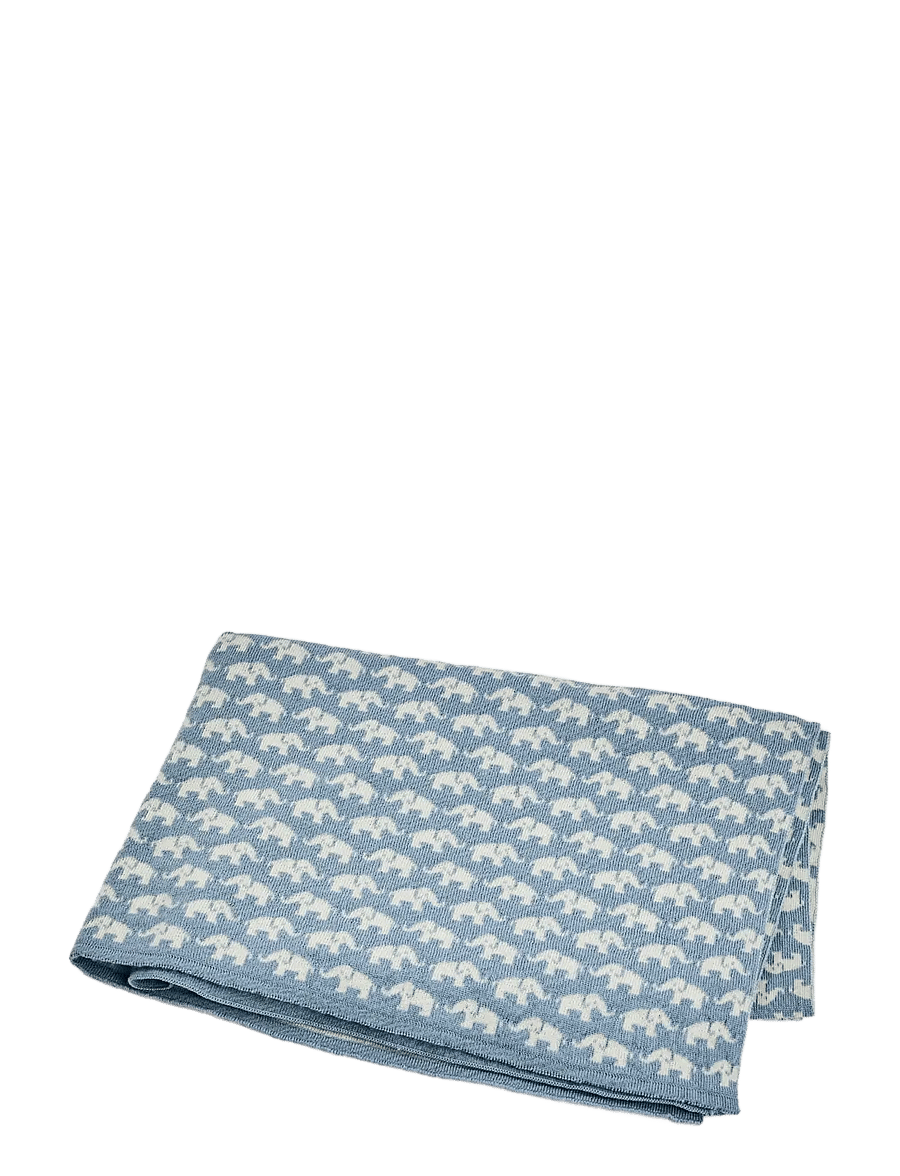 Smallstuff - Baby blanket AO elephants, merino wool, blue - babydecken - blue - 1