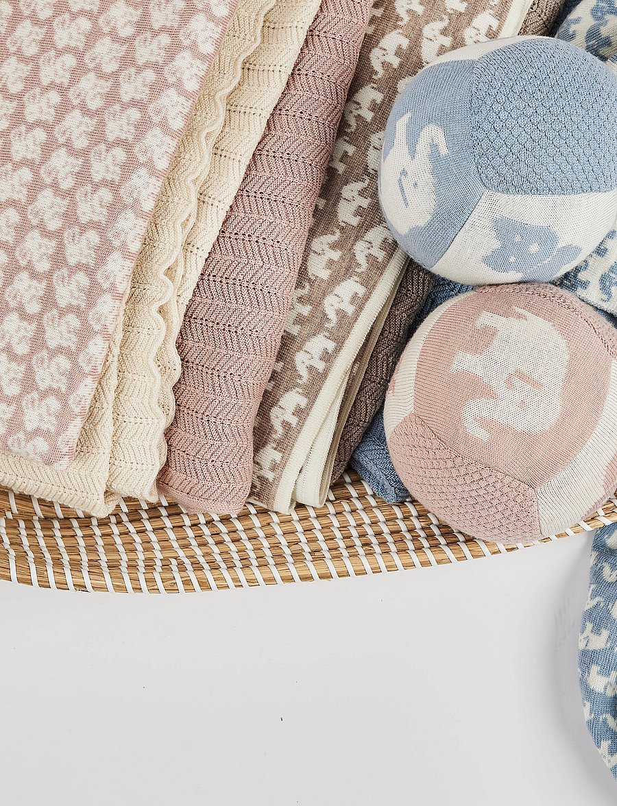 Smallstuff - Baby blanket AO rabbits, merino wool, powder - babytæpper - powder - 0
