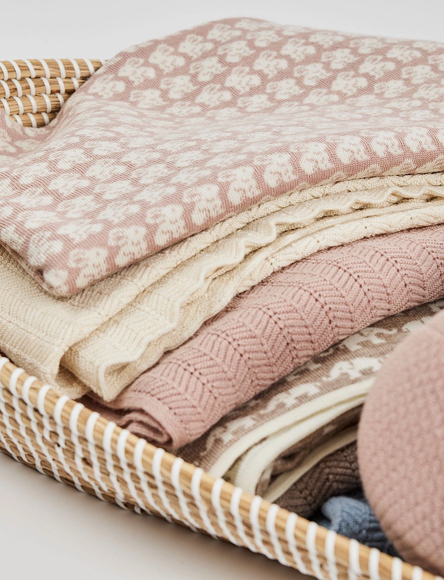 Smallstuff - Baby blanket AO rabbits, merino wool, powder - babytæpper - powder - 2
