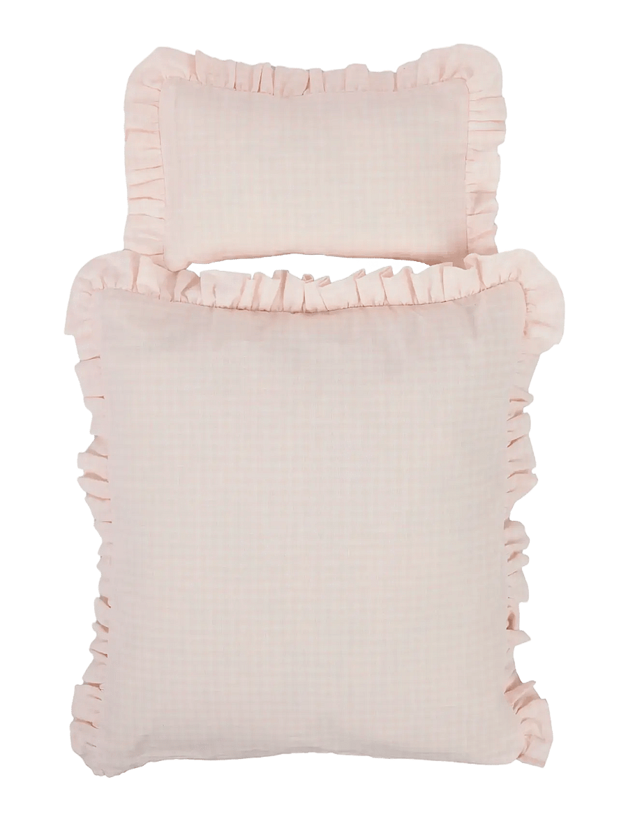 Smallstuff - Doll bedding, rose gingham - dukketilbehør - rose - 2