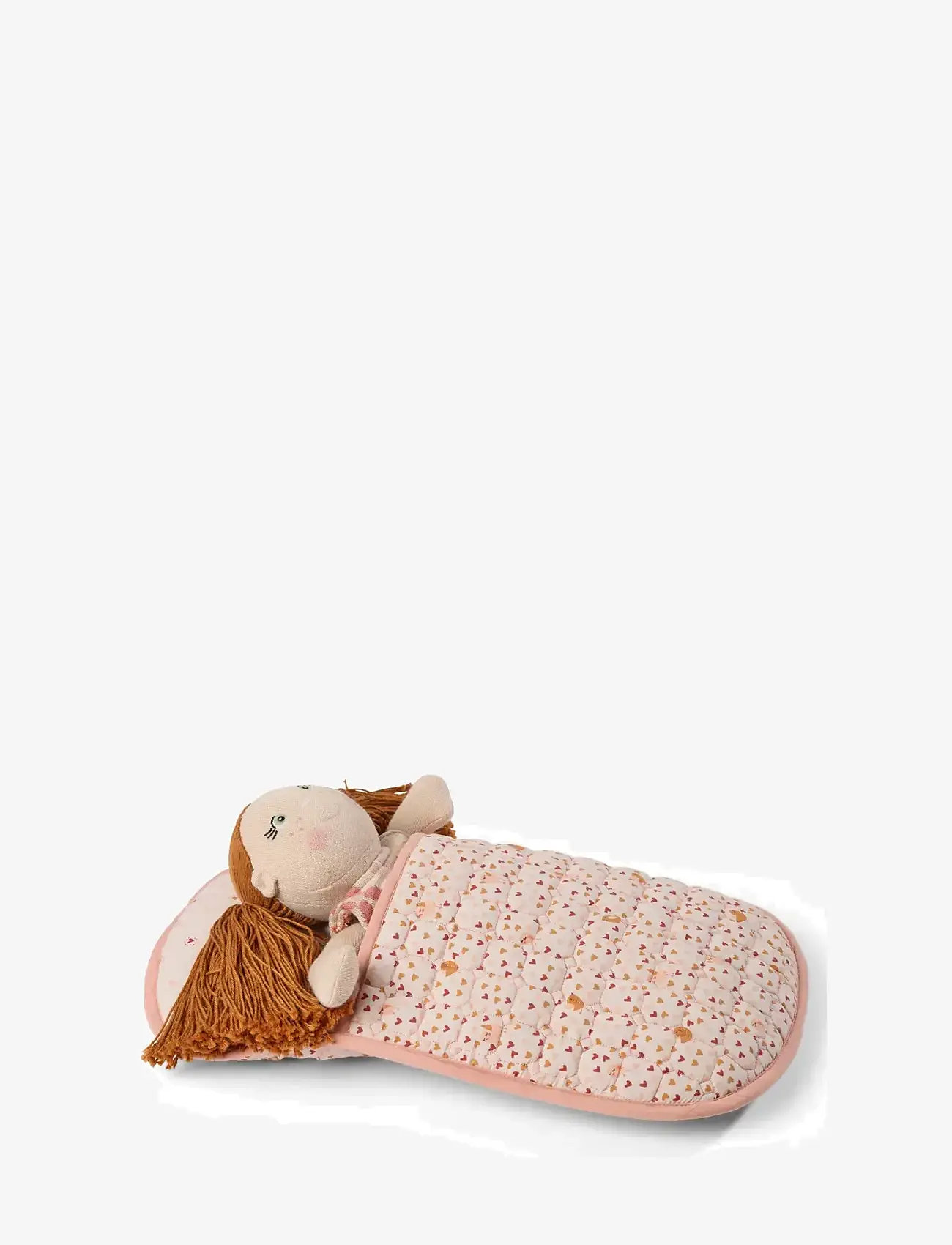 Smallstuff - Sleeping bag for doll, with pillow, birds and hearts - puppen-zubehör - soft rose mix - 2