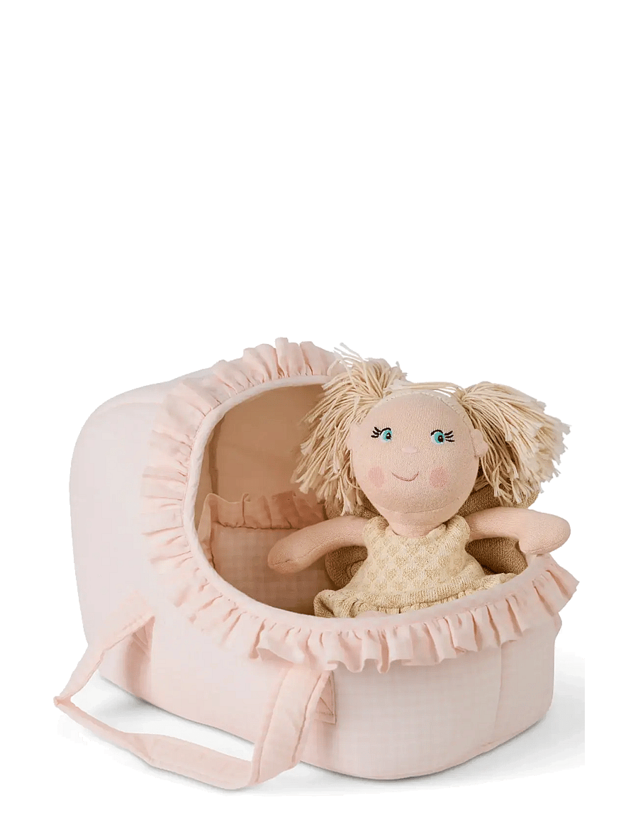 Smallstuff - Doll carrier, pillow and duvet, flowers - puppen-zubehör - rose - 1
