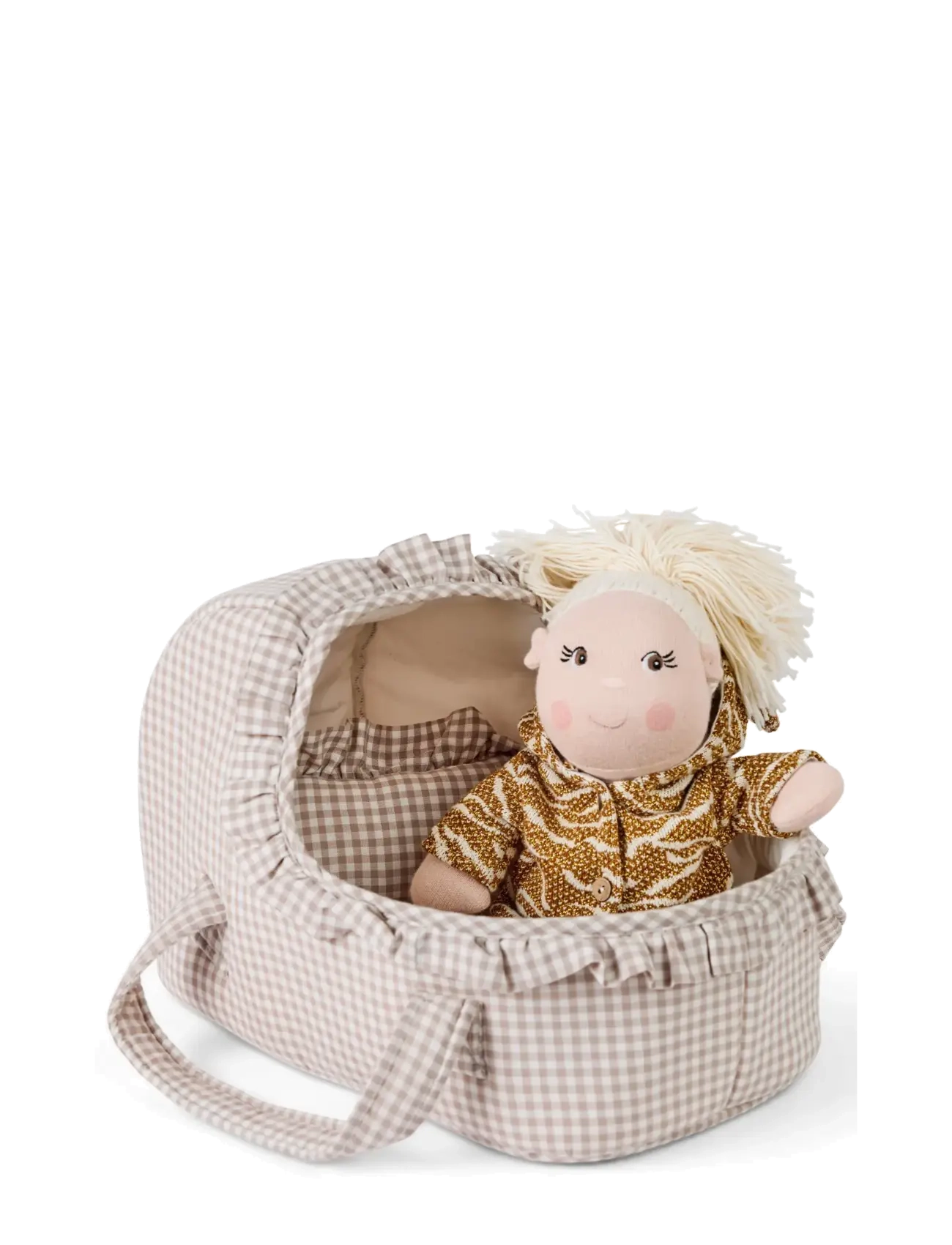 Smallstuff - Doll carrier, pillow and duvet, flowers - puppen-zubehör - sandy - 1